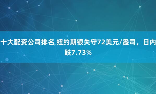十大配资公司排名 纽约期银失守72美元/盎司，日内跌7.73%